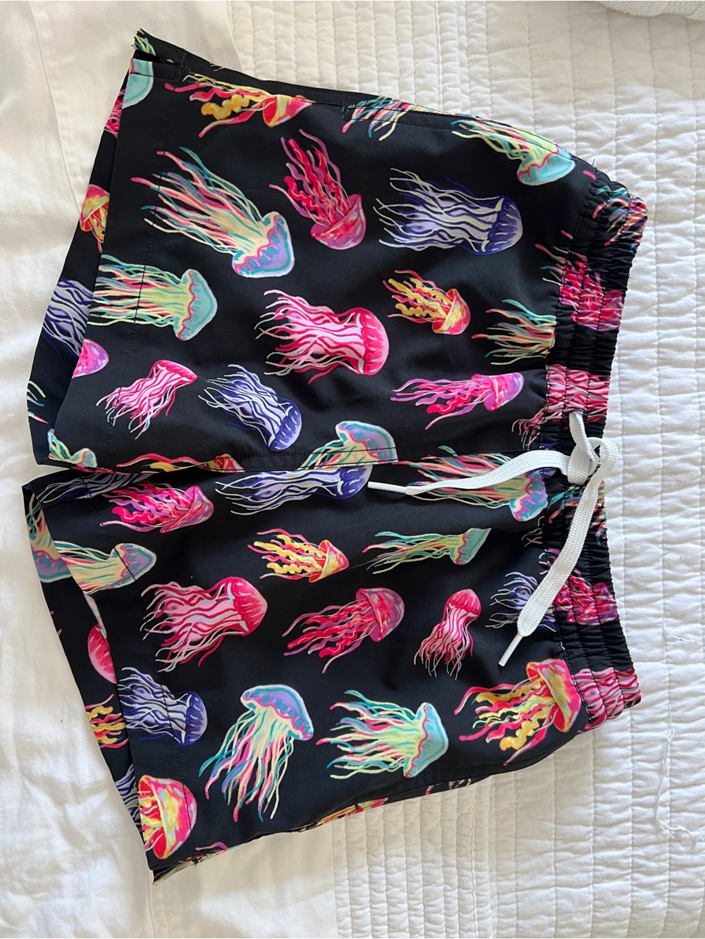 chubbies Black Swim Shorts with Neon Jellyfish Print